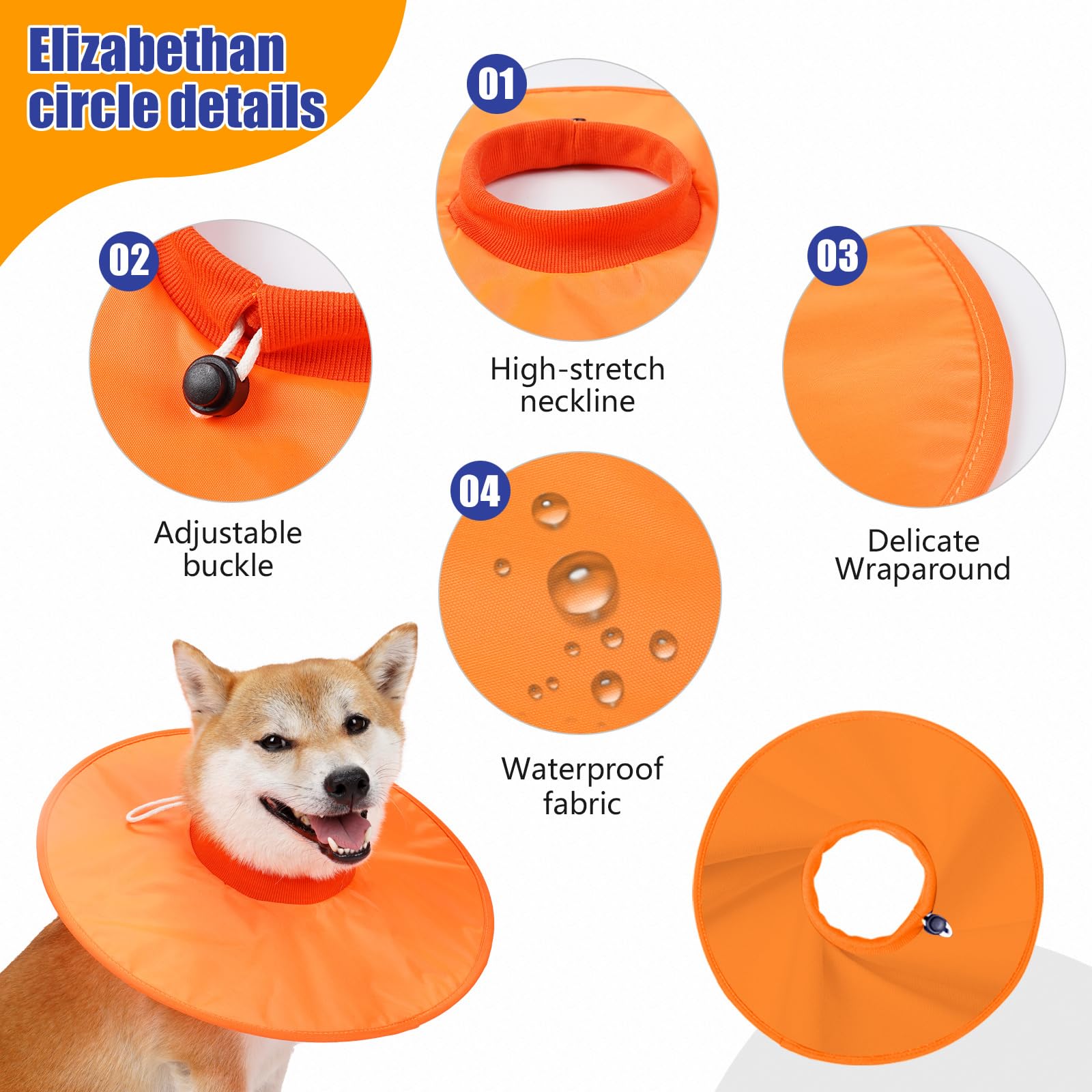 Shyllin Collier élisabéthain Pour Chien - Cône Anti-léchage Réglable, Bord Réfléchissant - Protection Plaies Après Opération, Taille L Rose