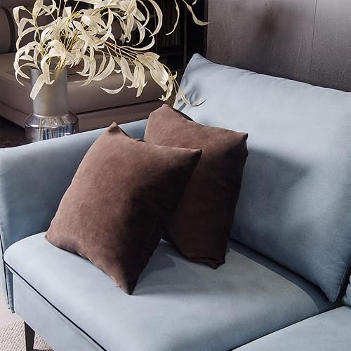 Miniatura 7 de Juego de 2 fundas de almohada de terciopelo verde azulado para sofá, fundas de almohada cuadradas de terciopelo suave decorativas de lujo para cama,