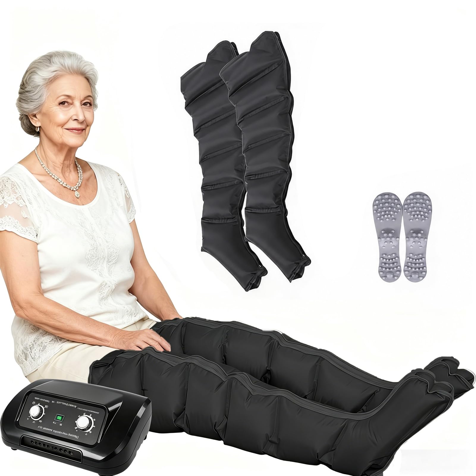 Equipo De Presoterapia Pies Piernas Y Abdomen Casa, L/XL Maquina para Presoterapia para Casa 6 Camaras Botas De CompresióN para Piernas, Maquina Presoterapia Profesional