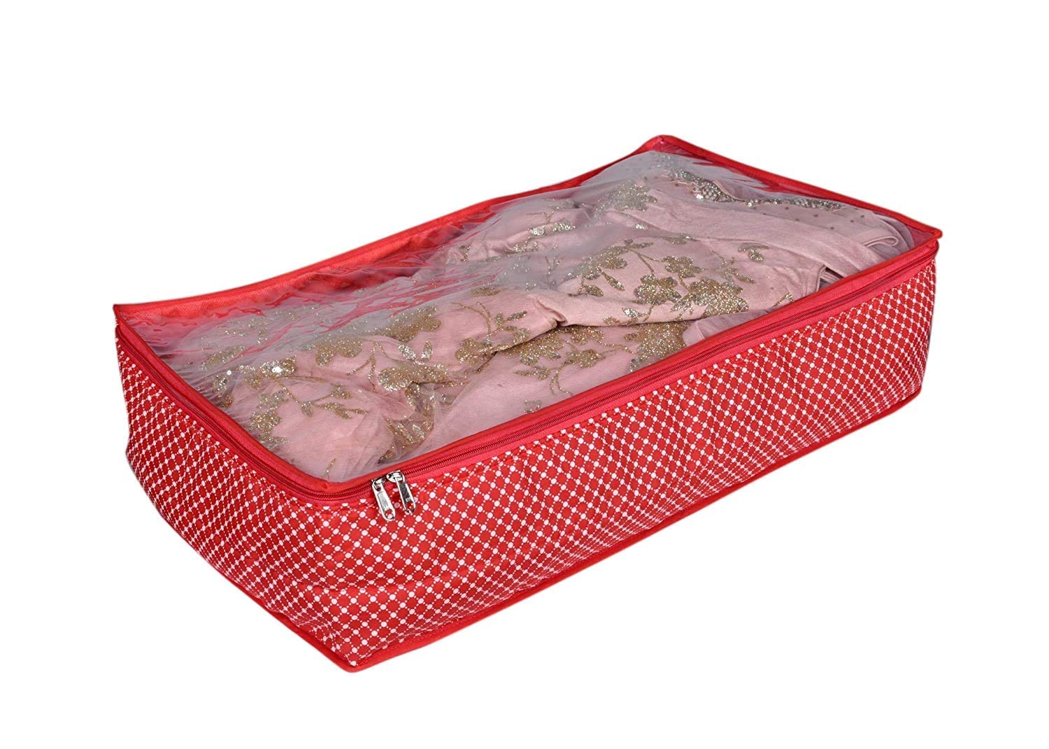 ShubhKraft Lehanga Cover for Bride | Lehenga Cover Bag | Saree/Ghaghra/Gown Cover With Zip BIG Size For Storage And Gift Purpose (Pack of 1, Red)-image-6