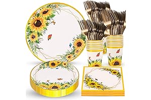 Sunflower Party Essentials: Plates, Napkins, Cups, Cutlery for Lively Gatherings