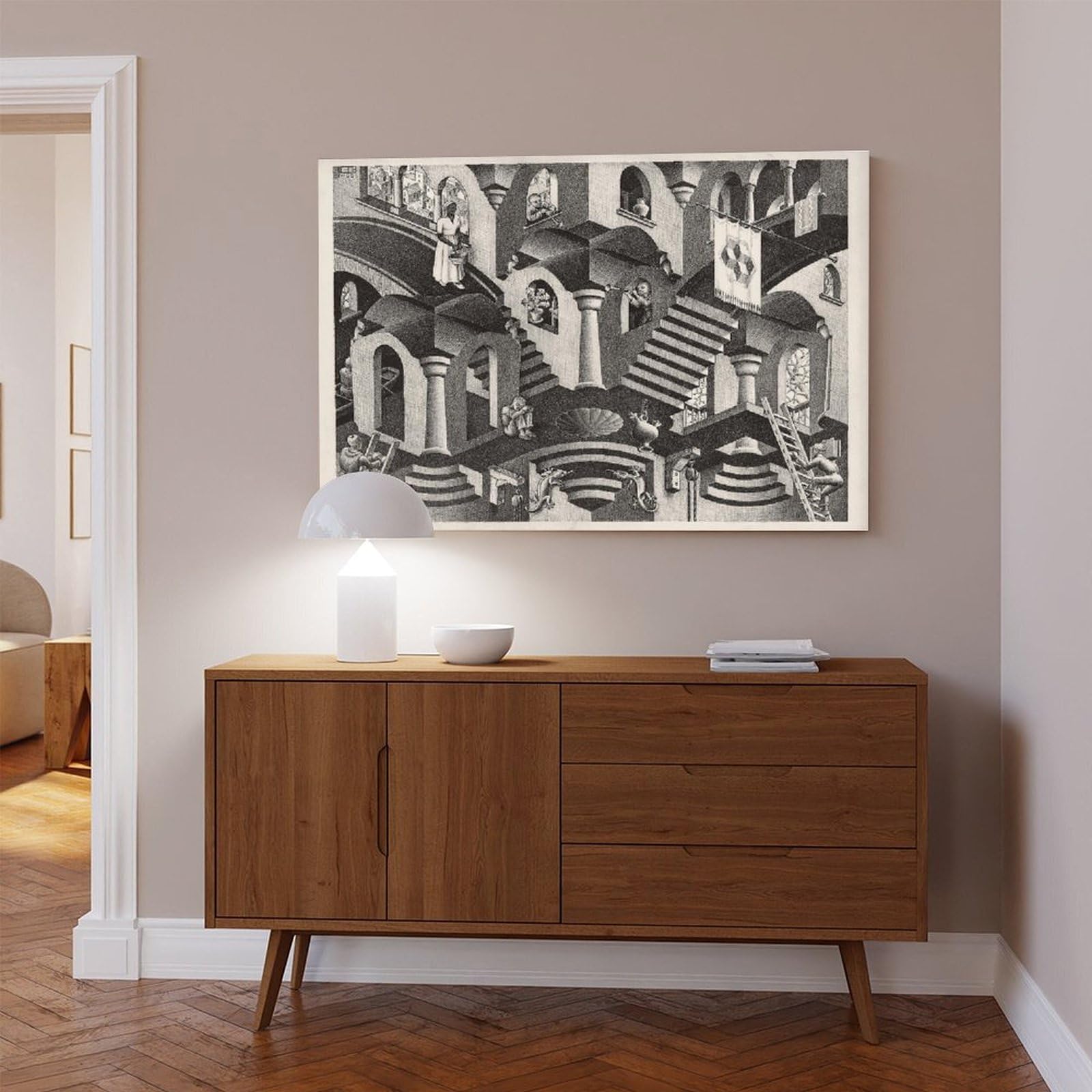 WCYB Poster convesso e concavo di Maurits Cornelis Escher stampe su tela Deco Dipinti Wall Art Unframe 61 cm L x 91,4 cm W