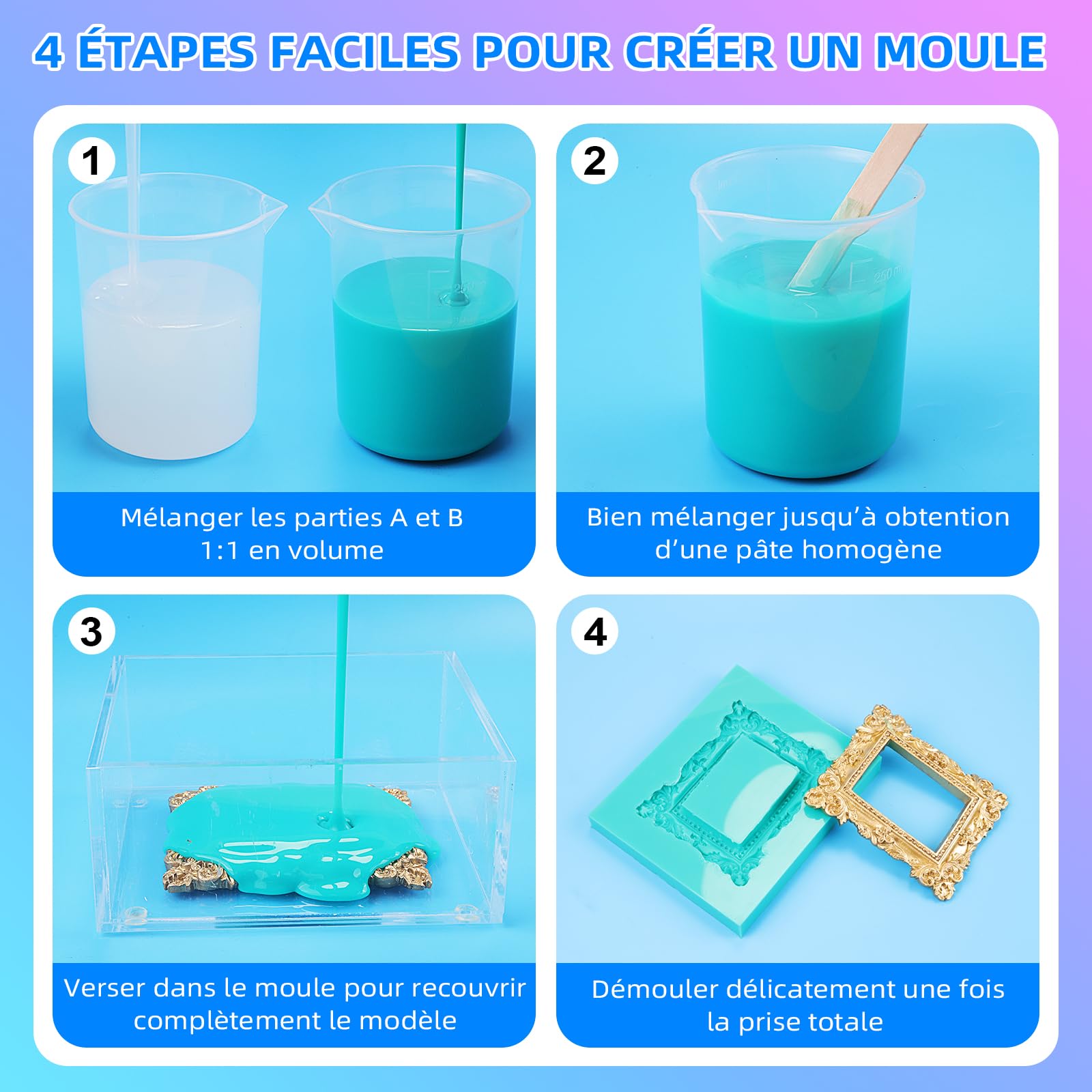 Caoutchouc de Silicone pour Moulage R 15A - Silicone Liquide Platine Alimentaire Non Toxique 1:1, pour Moules Souples Compatible avec Résine, Cire, Plâtre (1.1kg, Vert Jade)