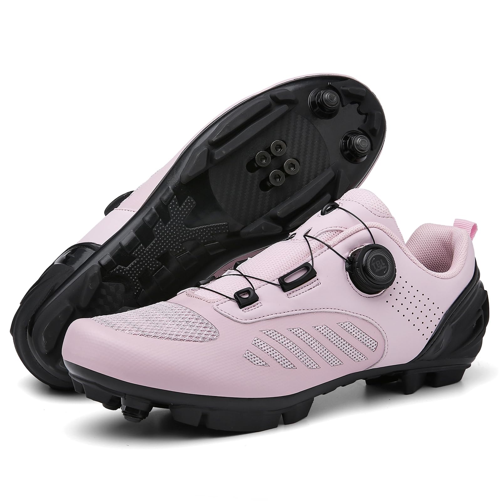 NGARY Fahrradschuhe MTB Damen, Radsportschuhe Atmungsaktive Mountainbike Schuhe kompatibel mit SPD 2 Schrauben mit Cleats Outdoor-Radschuhe