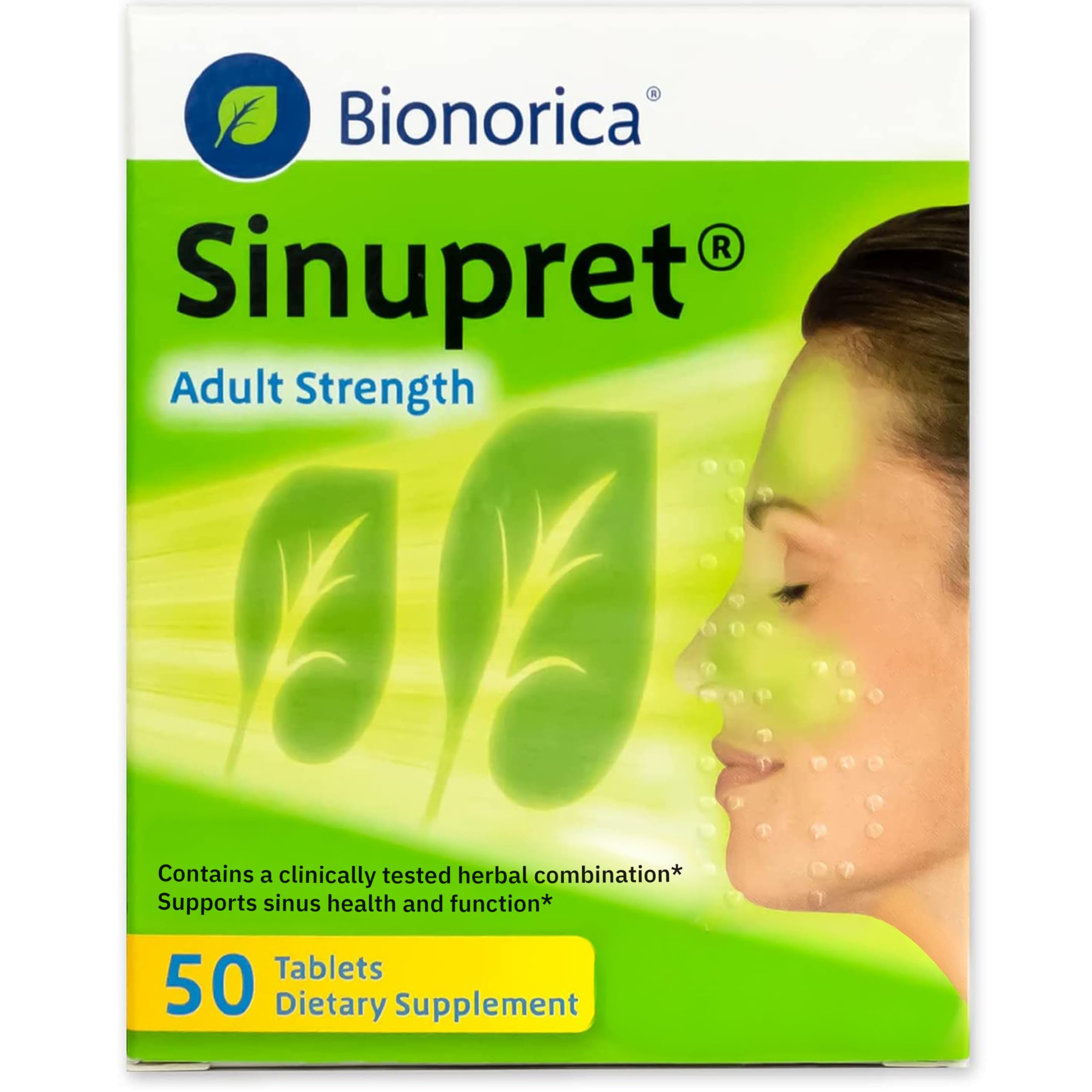 Bionorica Sinupret Adult Strength Sinus - Immune Support Supplement - All Natural - Herbal Nasal Passage &amp; Immunity Boost - 50 Tablets