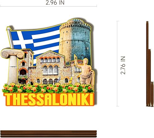 Miniatura 3 de Thessaloniki Grecia - Imán de madera 3D para nevera, recuerdos coleccionables, decoración artesanal, 3