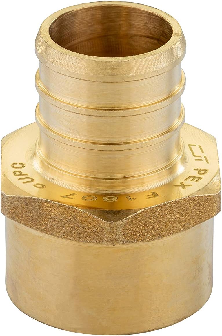 (Pack of 5) EFIELD Pex 3/4" x 1/2" Female NPT Thread Adapter Barb Crimp Brass Fitting