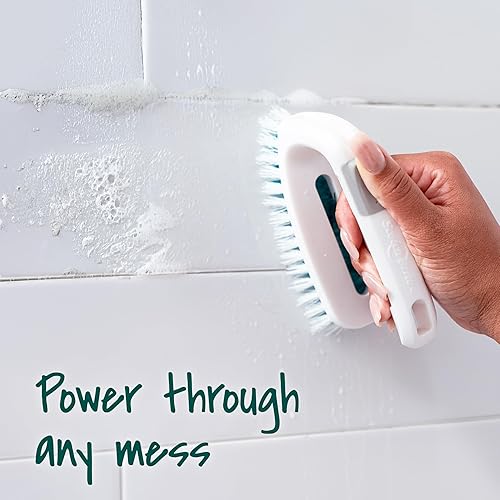Miniatura 6 de Scotch-Brite Cepillo multiusos cerdas duraderas para suelos de azulejos, paredes, puertas de ducha, bañeras y accesorios de baño, mango ergonómico