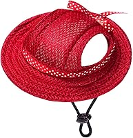Vista 37 de Sombrero de princesa de ala redonda, visera para mascotas, sombrero poroso de malla para perro con agujeros para las orejas para perros pequeños
