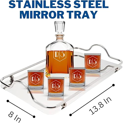 Miniatura 8 de Juego de decantador de whisky personalizado con 4 vasos de whisky – 9 diseños de primera calidad – perfecto juego de regalo personalizado para los