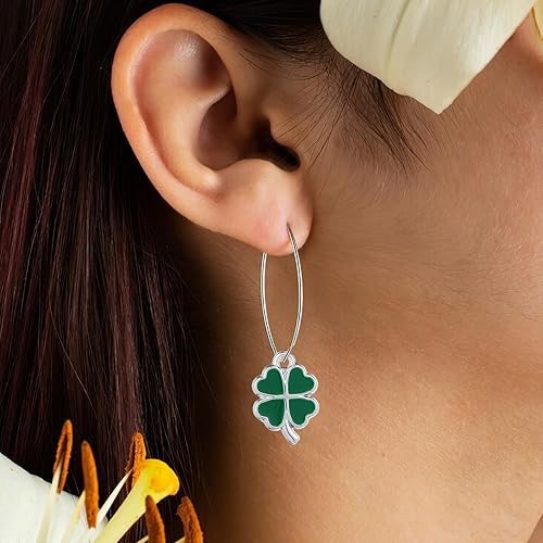 Miniatura 4 de VALICLUD 25 dijes de trébol de cuatro hojas, esmaltados, cuentas de trébol, dijes colgantes para hacer joyas, colgantes para manualidades, aretes,