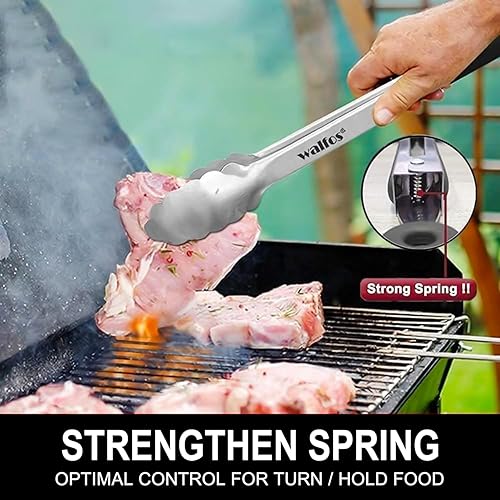 Miniatura 5 de Walfos Pinzas de parrilla extralargas  Pinzas de metal resistentes  16 y 12 pulgadas, ideales para parrilla, barbacoabarbacoa, cocinar, acero