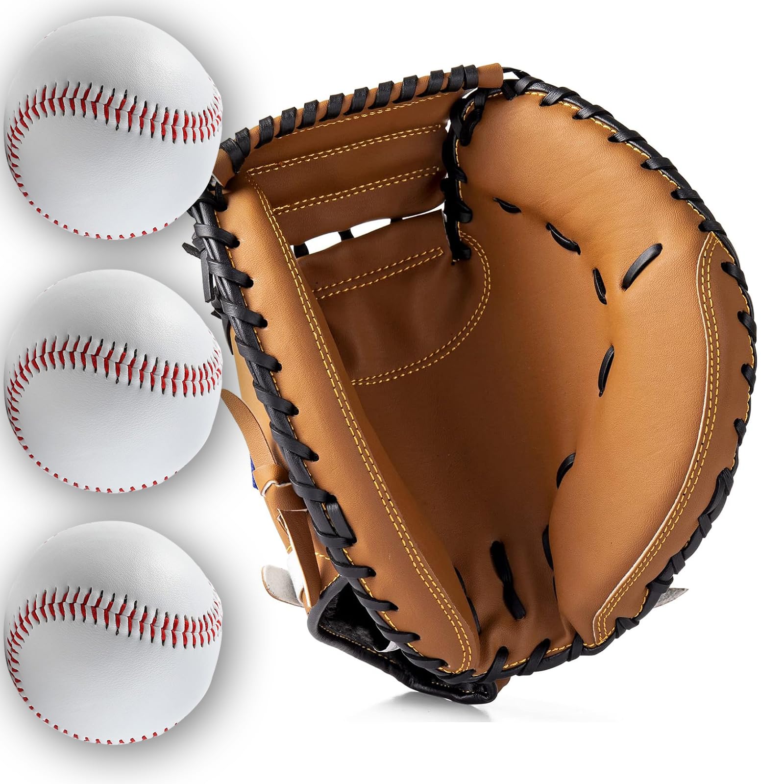 Baseball Catcher Glove, 3PCS Hard Baseball Ball