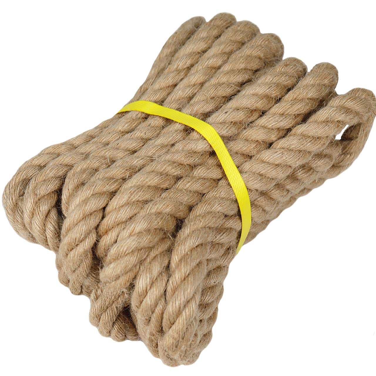 Natural Jute Rope - 1 Inch × 25 Feet - Thick Hemp Twisted Manila Rope for Hammock, Deck, Nautical, Railings, Decorating