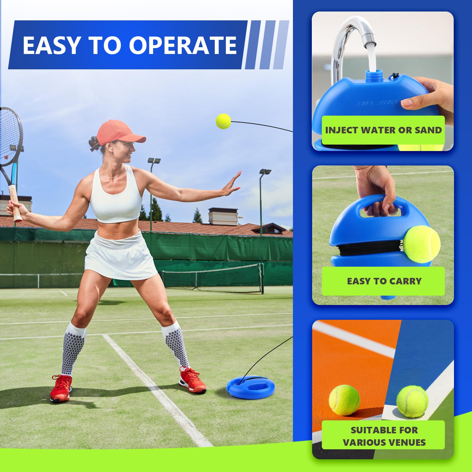 Allenatore di Tennis,Strumento di Allenamento del Tennis con 2 sfere di rimbalzo per esterni, in The Garden, in The Park for Children
