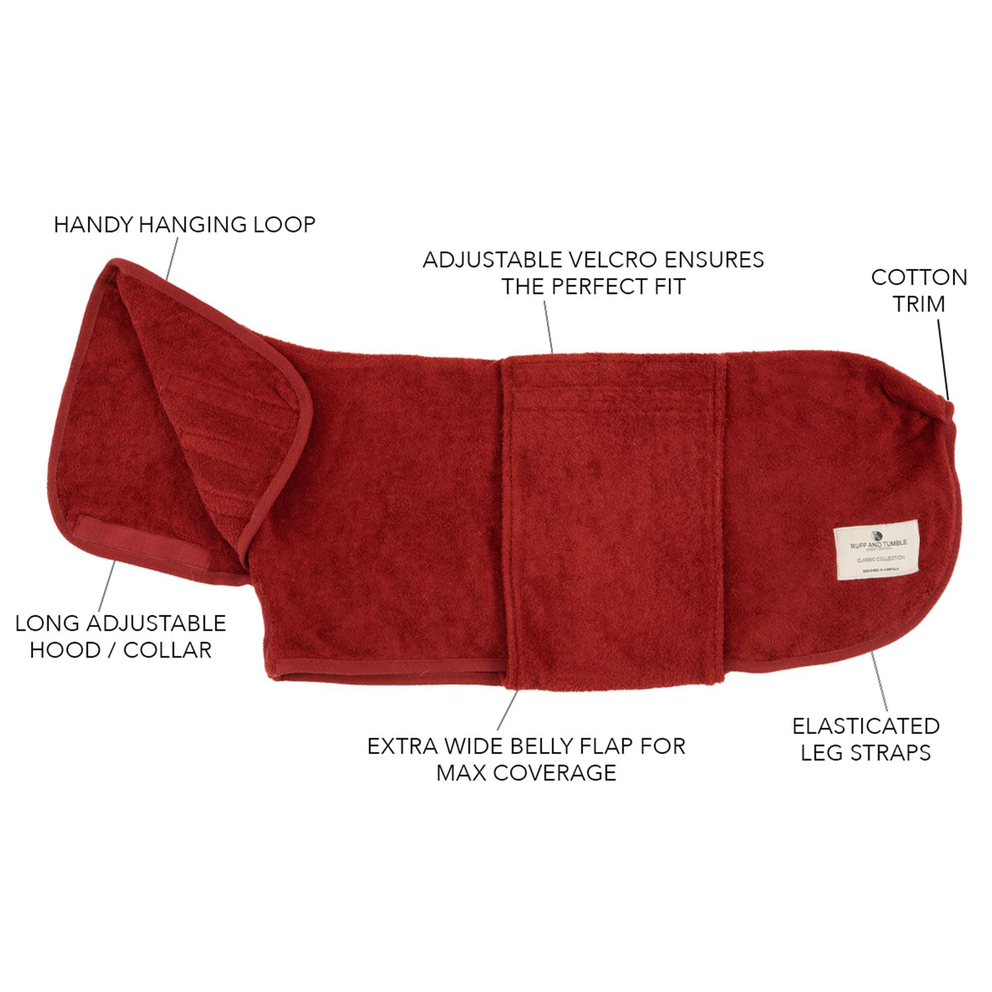 Ruff and Tumble Dog Drying Coat, Rosehip, ML - Image 2