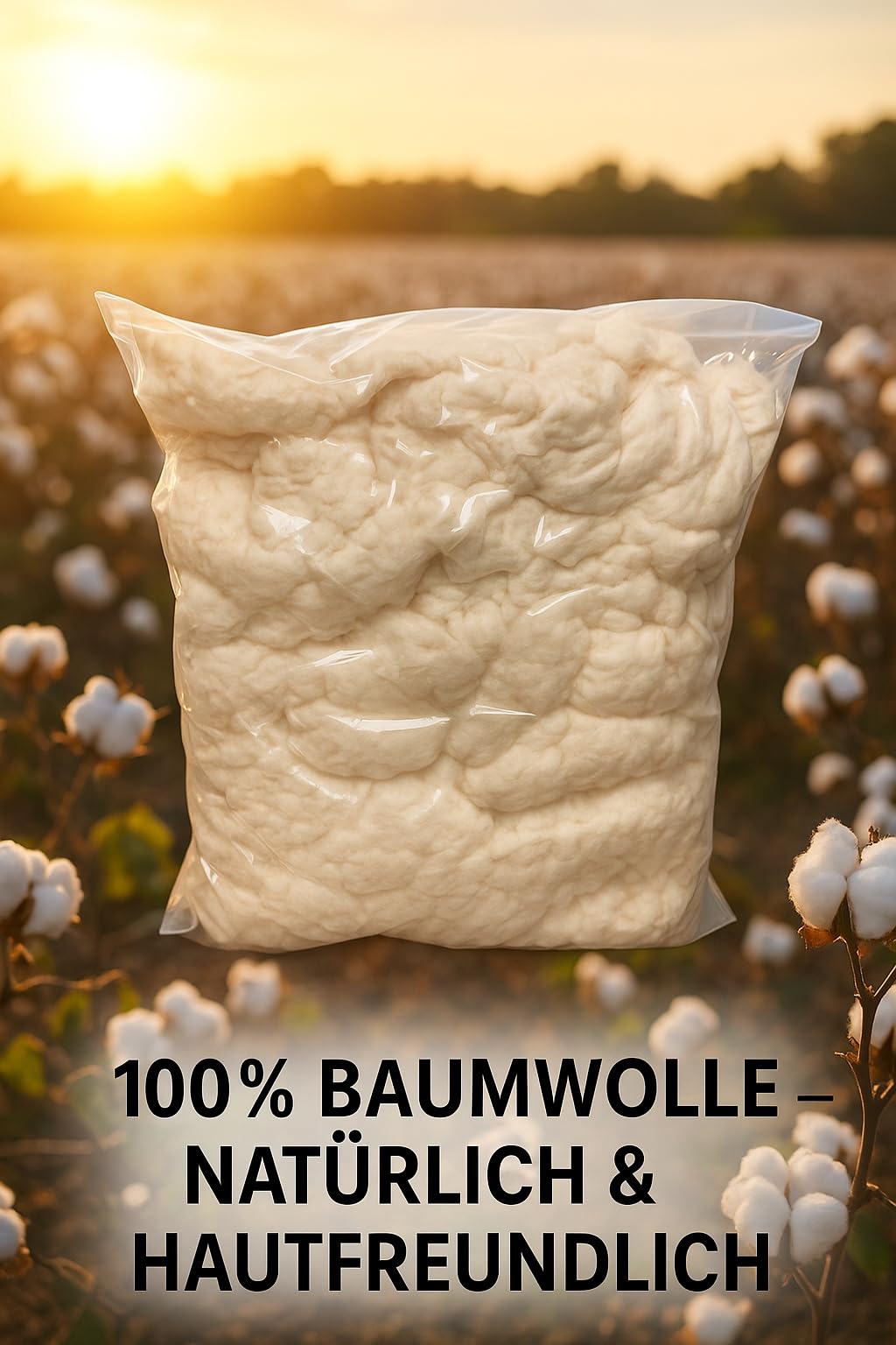 Yogimudra 400 g Baumwolle Füllmaterial – Weich & Voluminös – Naturfüllung für Kissen, Plüschtiere, Nestbau, Puppen & Bastelbedarf – Stopfmaterial zum Selbermachen – plastikfrei & nachhaltig