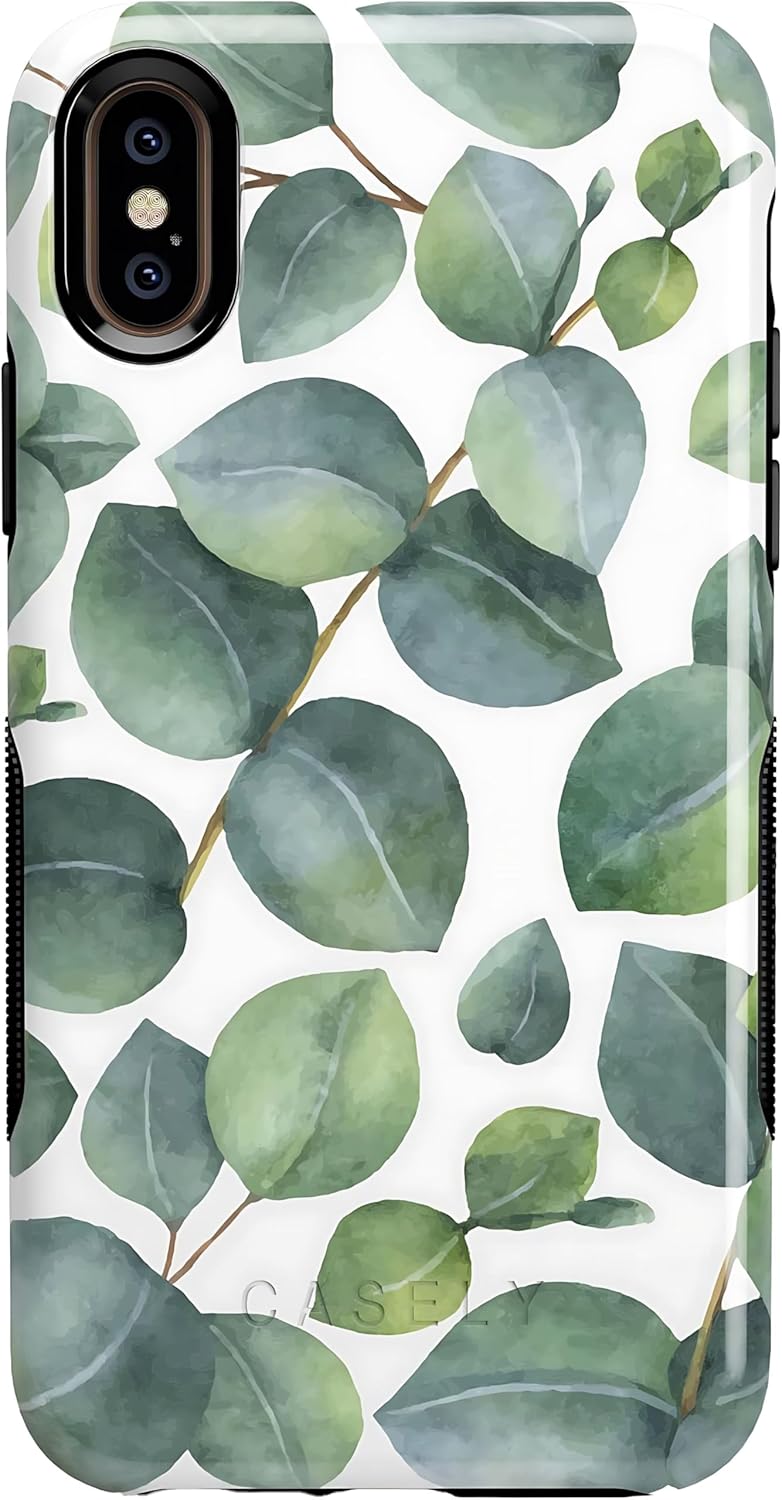 Casely iPhone X/XS Case | Leaf Me Alone | Green Floral Print | Bold Protective Design