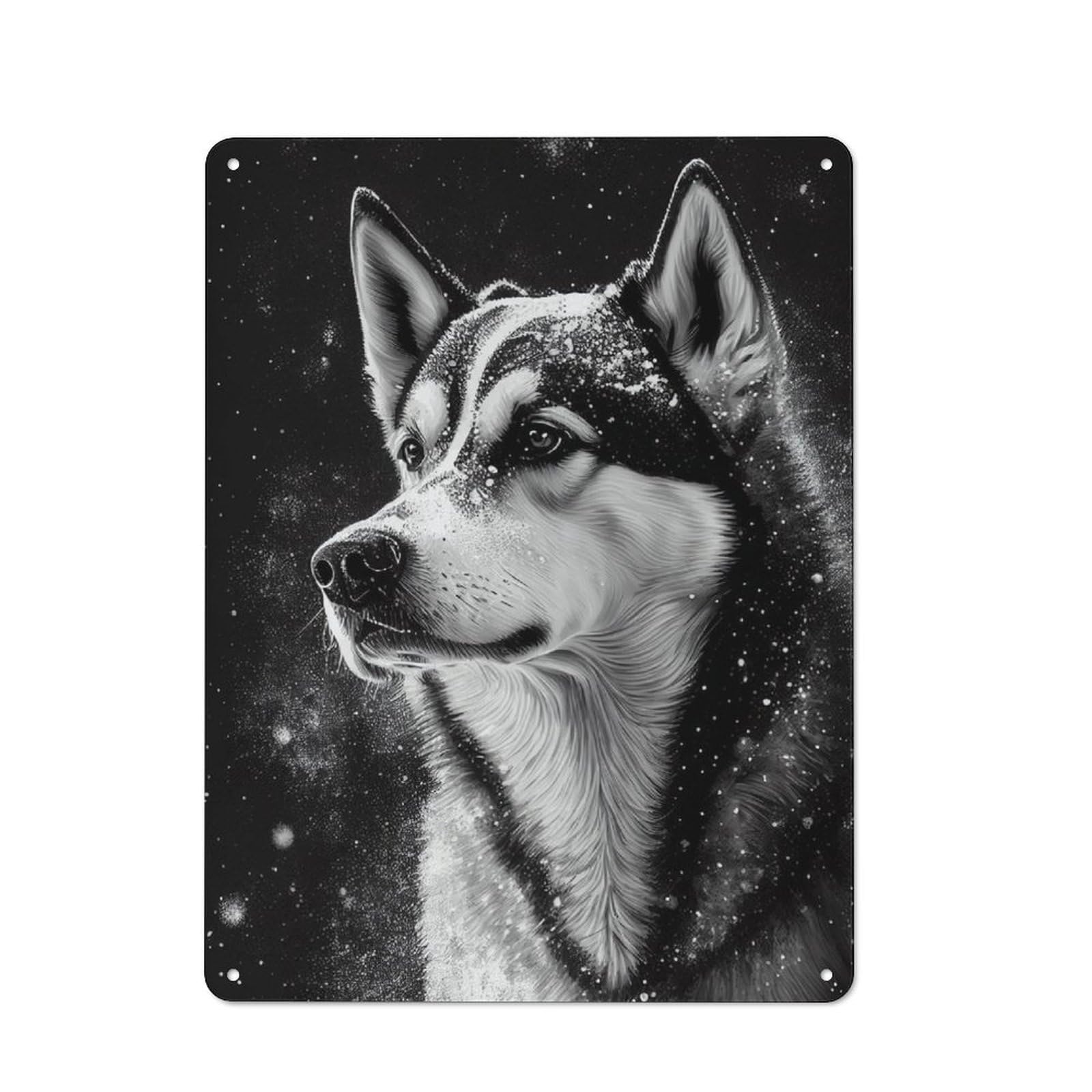 Junmoney Husky Animal Snow Retro Tin Sign 40X30cm For Workshop Wall, For Collectors Of Retro Metal Wall Decor