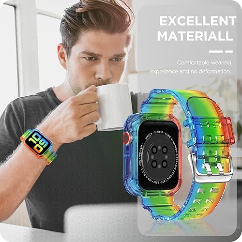 Miniatura 7 de DABAOZA Compatible con correa transparente para Apple Watch con funda protectora de 1.929 in 1.811 in 1.772 in 1.732 in 1.654 in 1.614 in 1.575 in