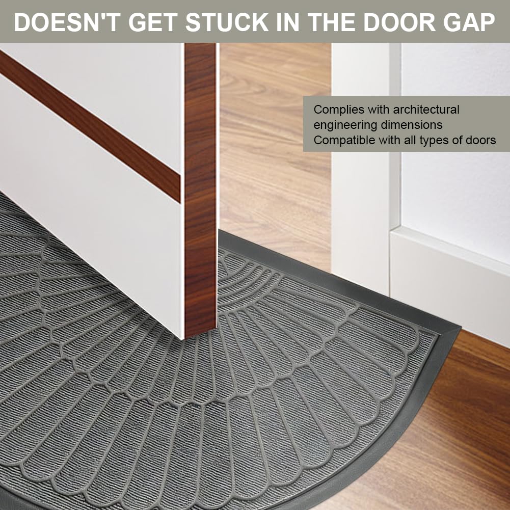 Relaxdays deurmat halfrond rubber, antislip voetenveger voor buiten & hal, vuilvangmat 50x80 cm, groen