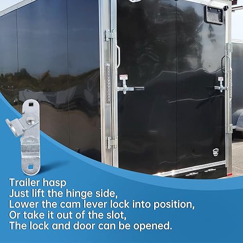 Miniatura 5 de Pestillo de puerta de remolque de carga para rampa, candado de carrera, barra de carrera, mango de bloqueo cerrado para automóvil, paquete de 2
