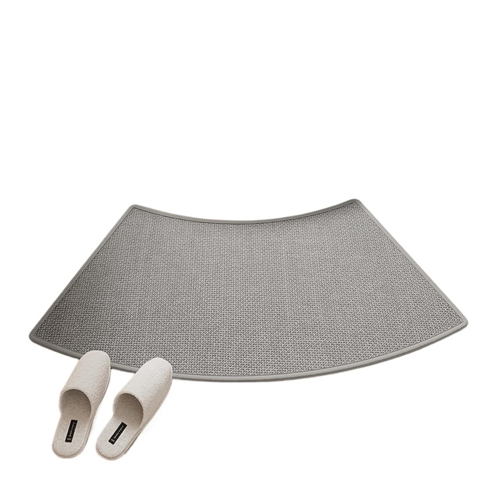 Curved Linen Bath Mat with Rubber Backing, Fast Absorbing Non Slip Bathroom Rug, Quick Dry Shower Door Mat(Gray,45x100cm)