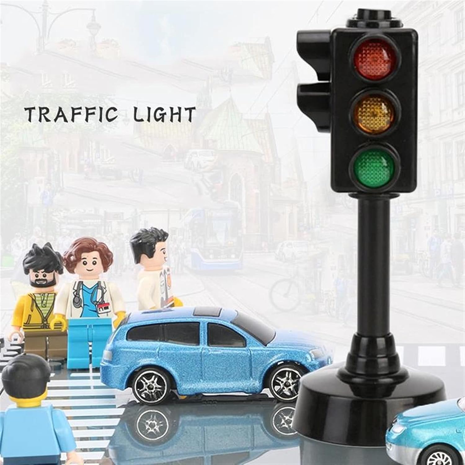 Traffic Lights Road Signal Model Scene Teaching Fun Funny Gadgets Interesting Toys for Children Accessories Diecasts Vehicles(大)