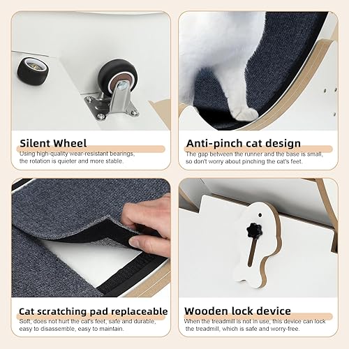 Miniatura 5 de Rueda de ejercicio para gatos de interior, rueda de correr PETPNR para gatos, rueda grande de 39 pulgadas de alto, fácil de montar, con mecanismo de