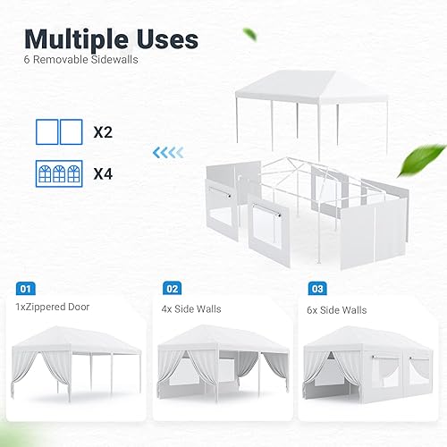 Miniatura 6 de Quictent Tienda de campaña resistente de 10 x 20 pulgadas con 4 ventanas de malla extraíbles y ventilación, tienda de campaña impermeable al aire