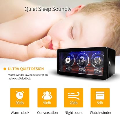 Oryx Watch Winders for 3/6 Automatic Watches Wooden Rotating Watch Box 15 Rotation Modes Setting Display Case with LED Light, AC or USB Powered Super Quiet Mabuchi Motor
