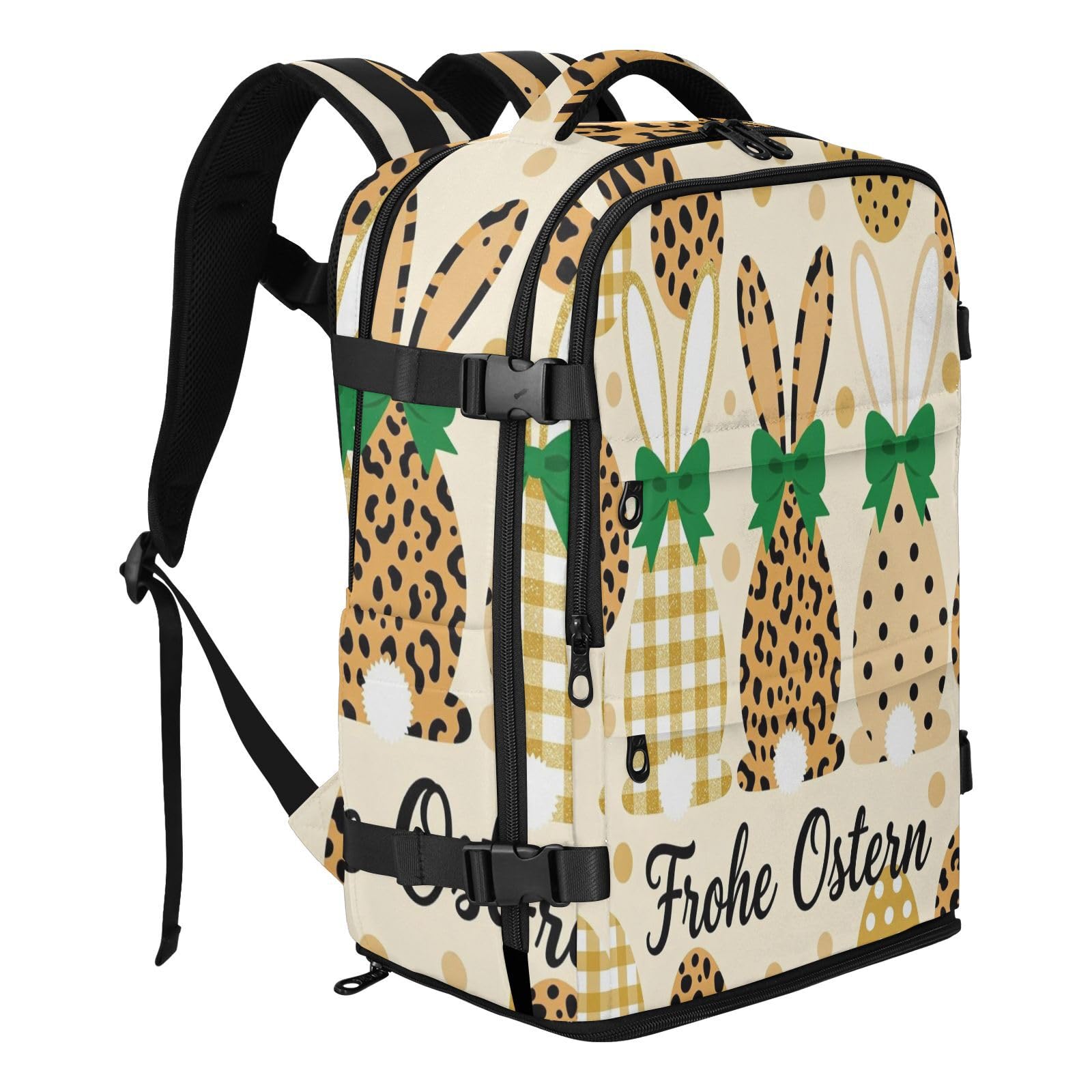 Plecak podróżny zatwierdzony do lotu torba na laptopa 16 | Wodoodporna lekka torba antykradzieżowa Happy Easter Bunnies Vintage Leo torba na laptopa 16 cali do samolotów mochila