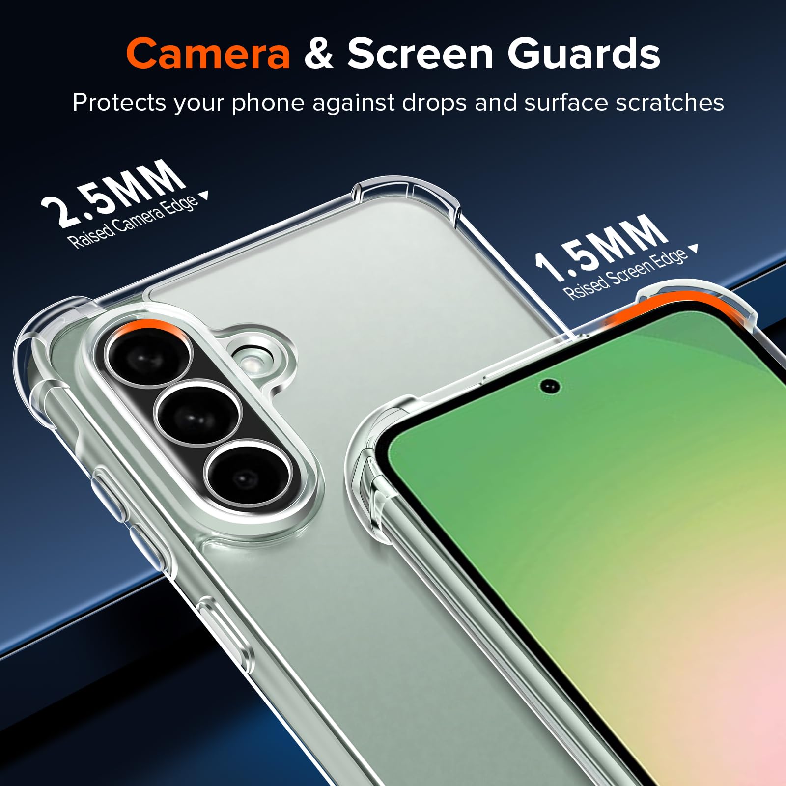 iVoler Anti Ingiallimento Chiaro Cover per Samsung Galaxy A56 5G con 3 Pezzi Vetro Temperato, Custodia Antiurto Trasparente per Assorbimento degli Urti con Paraurti in TPU Morbido Sottile Case