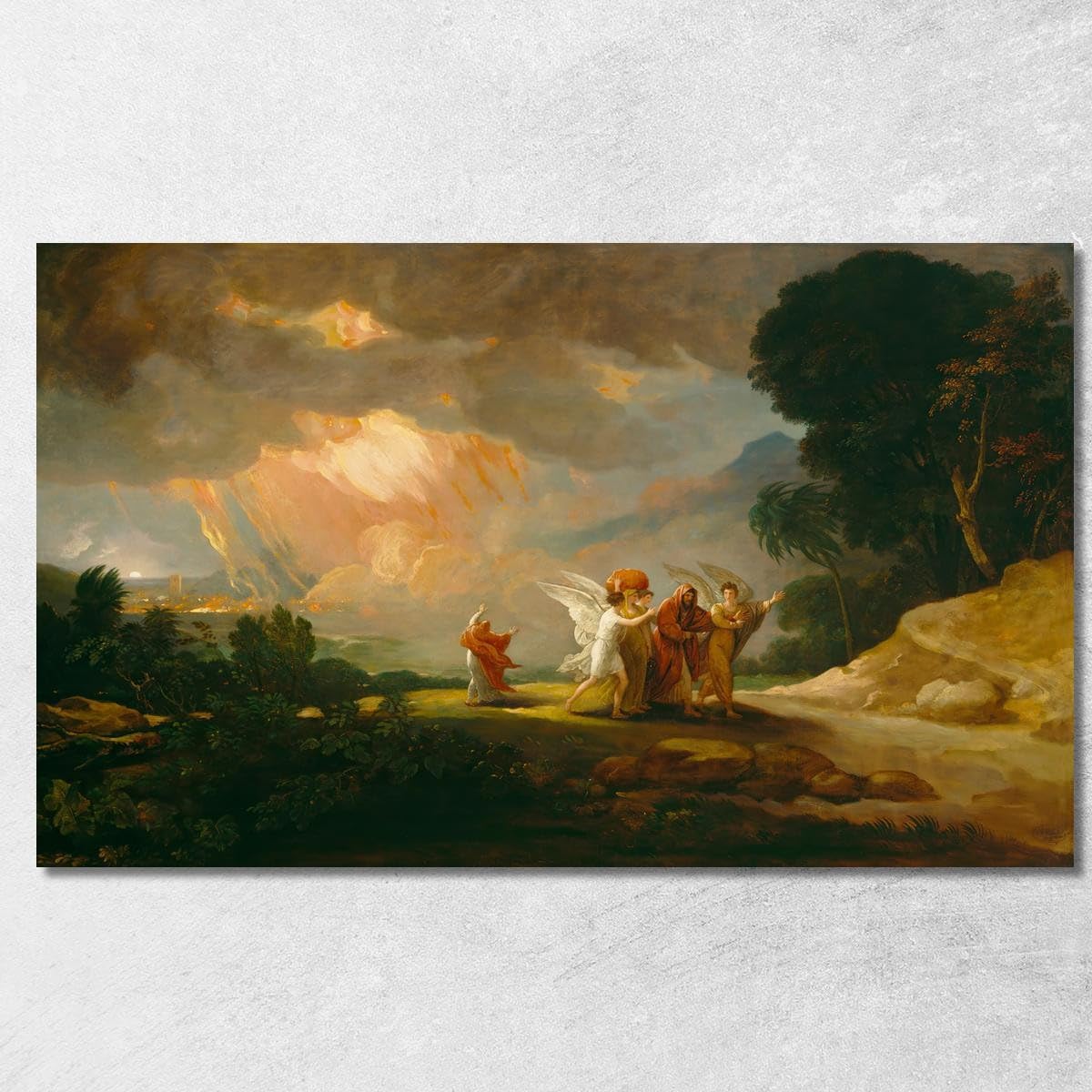 Tableau Benjamin West Lot en évasion de Sodome prêt à suspendre