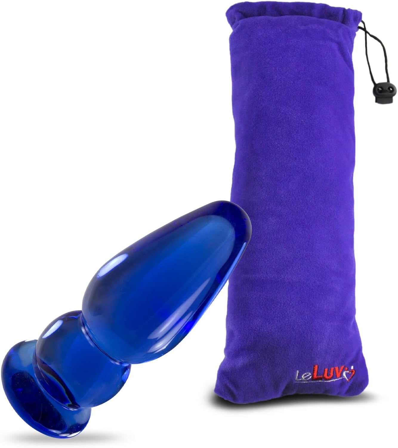 LeLuv Pink 3.5" First Beginner Butt Plug Anal Toy Slim Glass Sex with Premium Padded Pouch