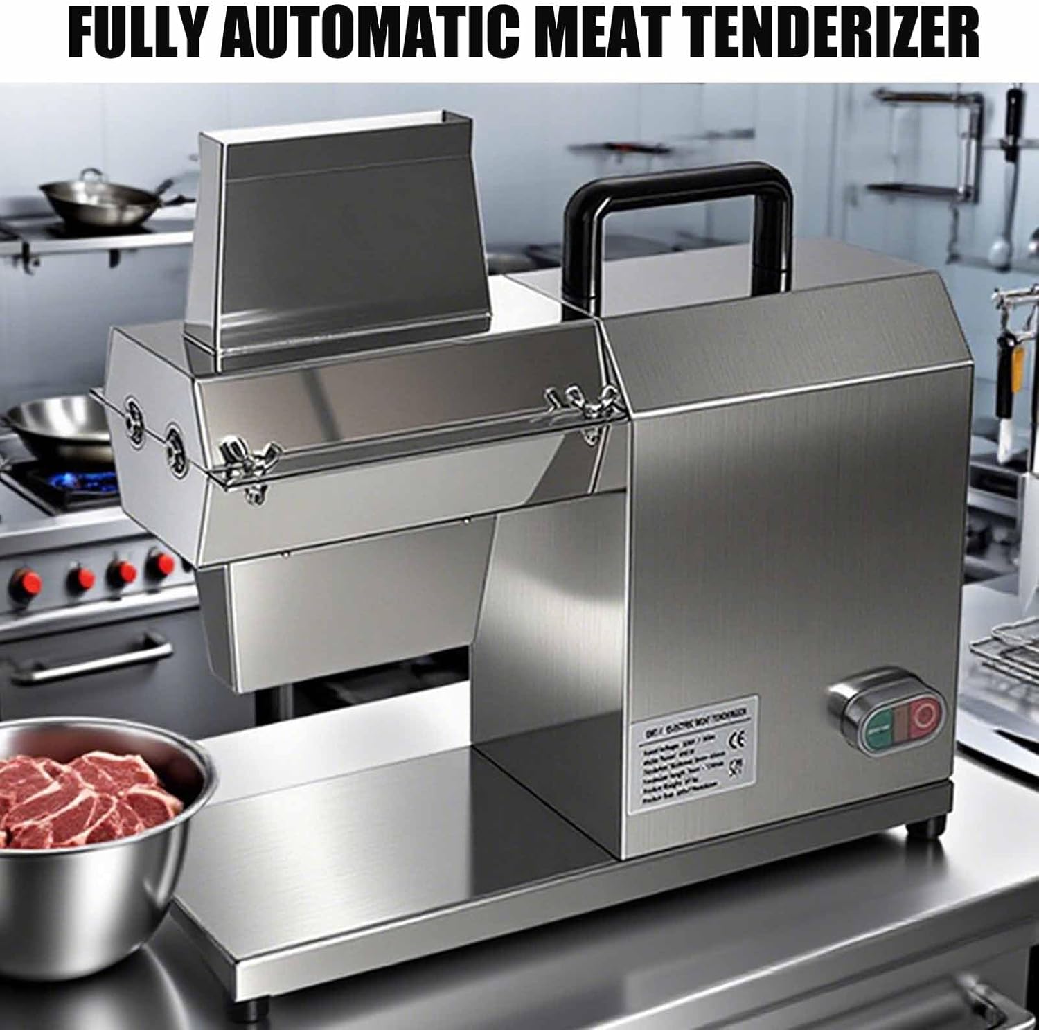 ERICAT 450w Stainless Steel Heavy Duty Meat Tenderizer Cuber, Commercial Electric Meat Tenderizer Machine, Enlarged and Heightened Feed Inlet and Safety High Speed, Efficient Tenderizer, for Home