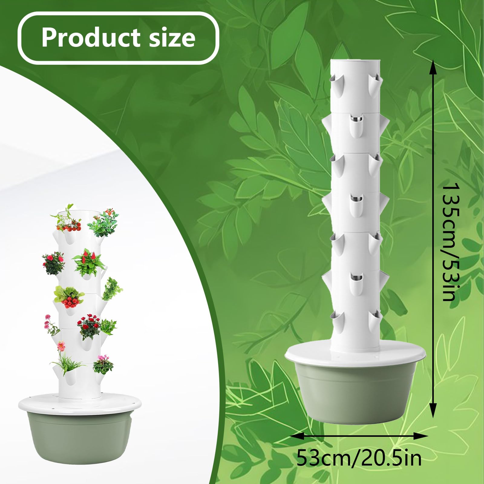 Hydroponics Tower Garden Hydroponic Growing System Aeroponics Growing Kit Für Kräuter, Obst UND Gemüse MIT Hydratationspumpe, Adapter, Timer Für Kräuter, Obst UND Gemüse,green-7-Layers