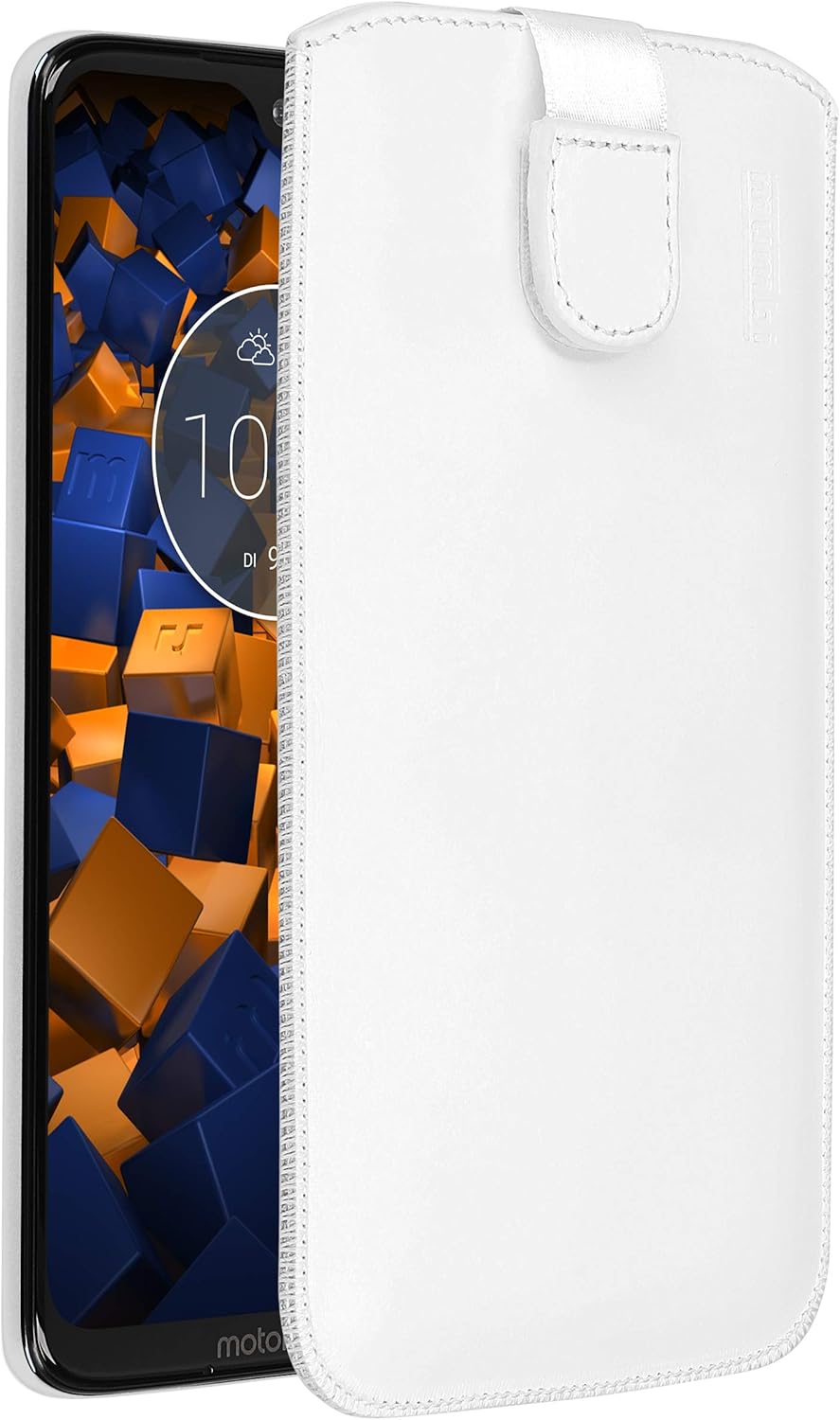 mumbi Genuine Leather Case Compatible with Motorola Moto G7 Plus White