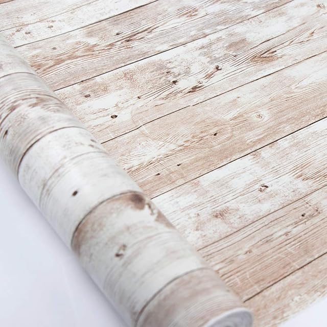 Hode Wood Effect Self Adhesive Wallpaper 45X300cm Wood Panel Vinyl Film Paper Sticky Back Plastic Roll Decorative for Wall Furniture Door
