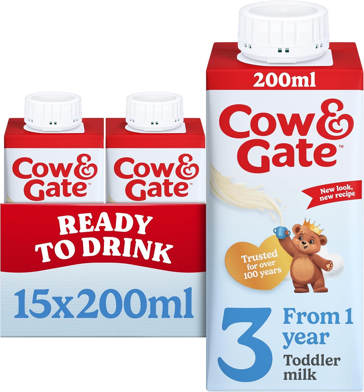 Cow and Gate 1 to 2 Years Growing Up Milk 200 ml (Pack of 15) - Packaging May Vary