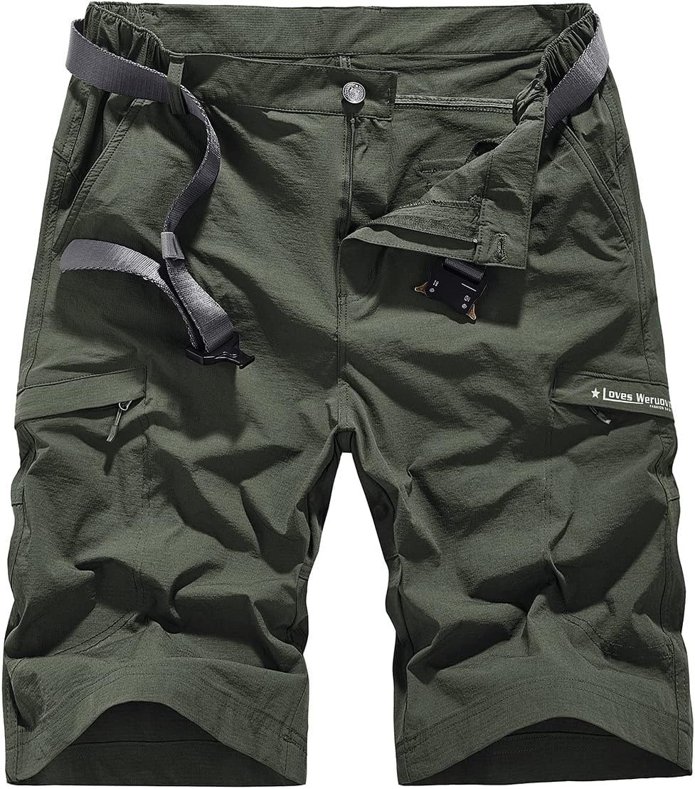 Quick Dry Cargo Hiking Strectchy Shorts Men's Outdoor Summer Causal Work Multi-Pocket Short (No Belt)