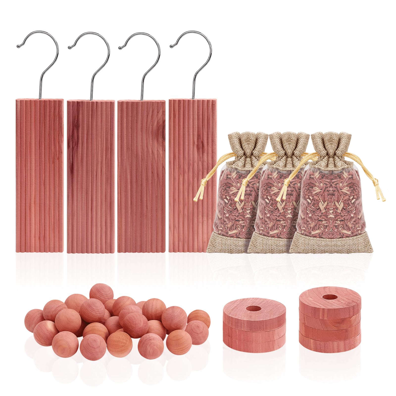 Homode Cedar Blocks for Clothes Storage, Set of 30, Cedar Chips for Closets and Drawers, Aromatic Cedar Wood Balls and Cedar Sachets, Cedar Closet