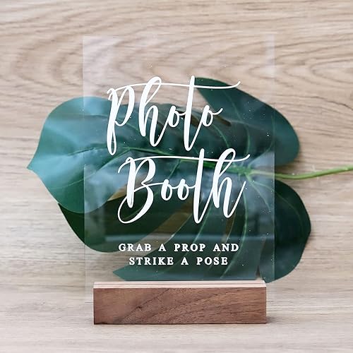 Miniatura 25 de Letrero acrílico de barra abierta de boda con soporte de madera, aspecto de cristal de 5 x 7 pulgadas, acrílico transparente con soporte para Las
