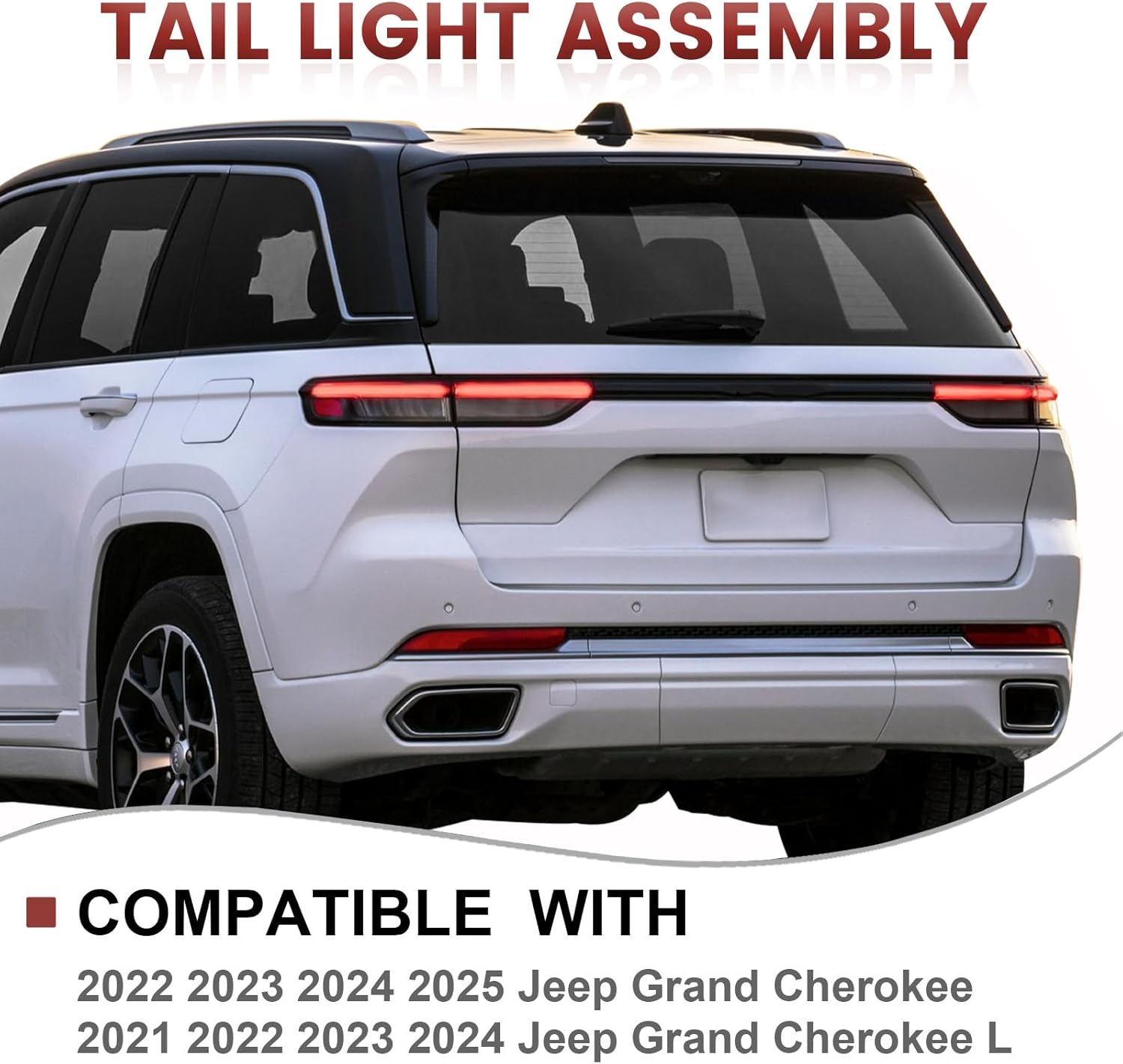 LED Tail Lights Outer Assembly Compatible with 2021 2022 2023 2024 Jeep Grand Cherokee L OE Style Left Driver Side Rear Light Taillights Replacement for 68421133AD