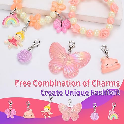 Miniatura 2 de ShineySky Joyas para niñas pequeñas, juego de 18 piezas de mariposas, collares, pulseras, anillos, aretes, diadema, accesorios de juguetes de