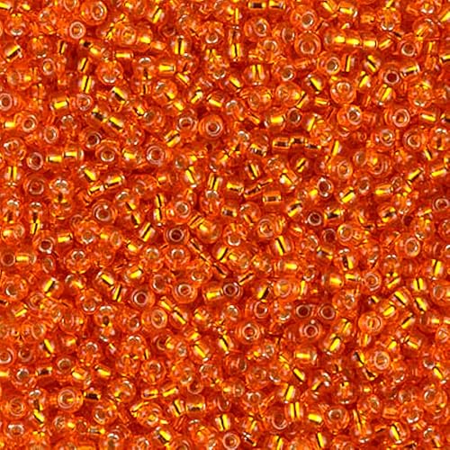 Orange Silver Lined Miyuki Japanese round rocailles glass seed beads 11/0 Approx