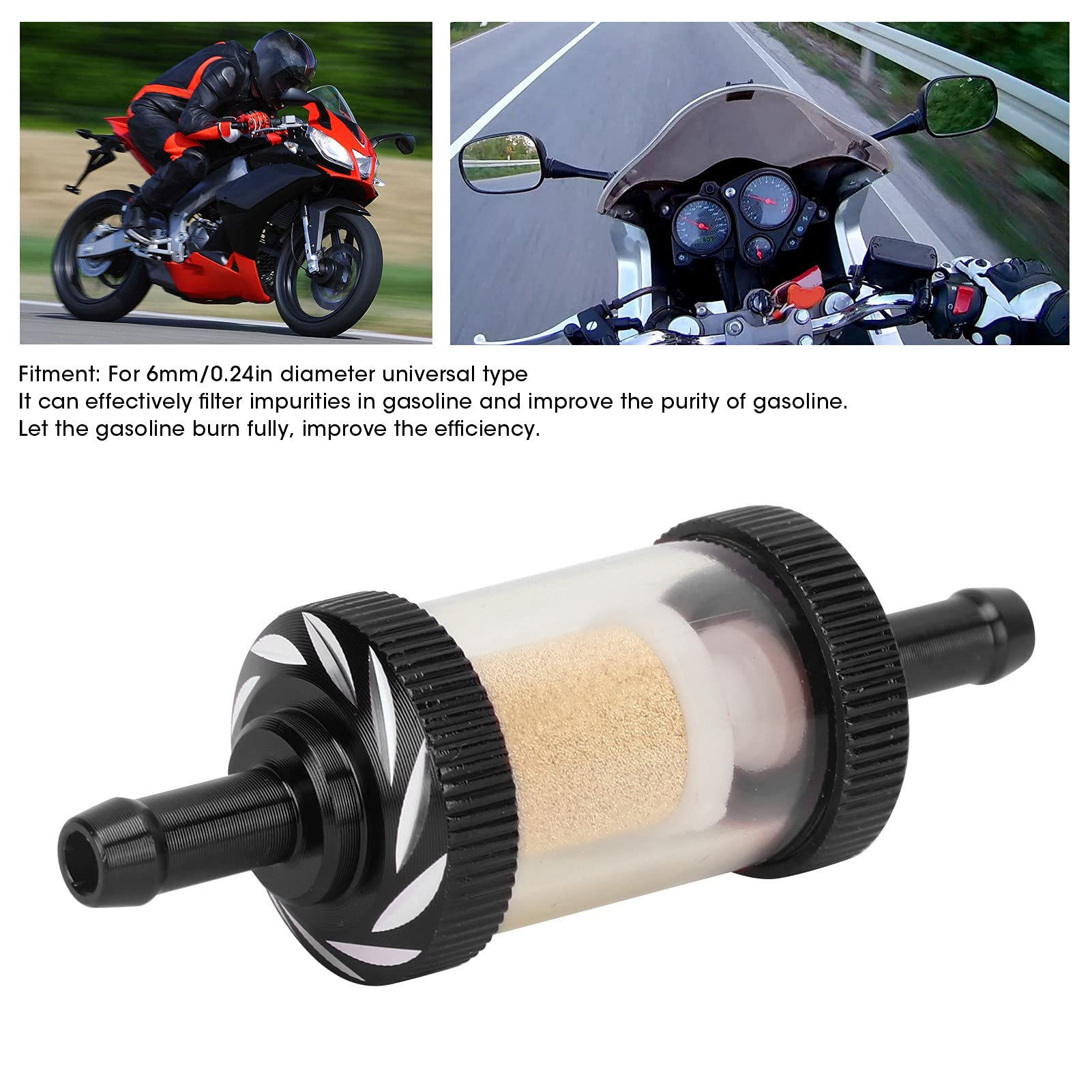 Filtre à Essence Moto 6mm Universel - ABS Résistant à La Chaleur - Filtration Cuivre