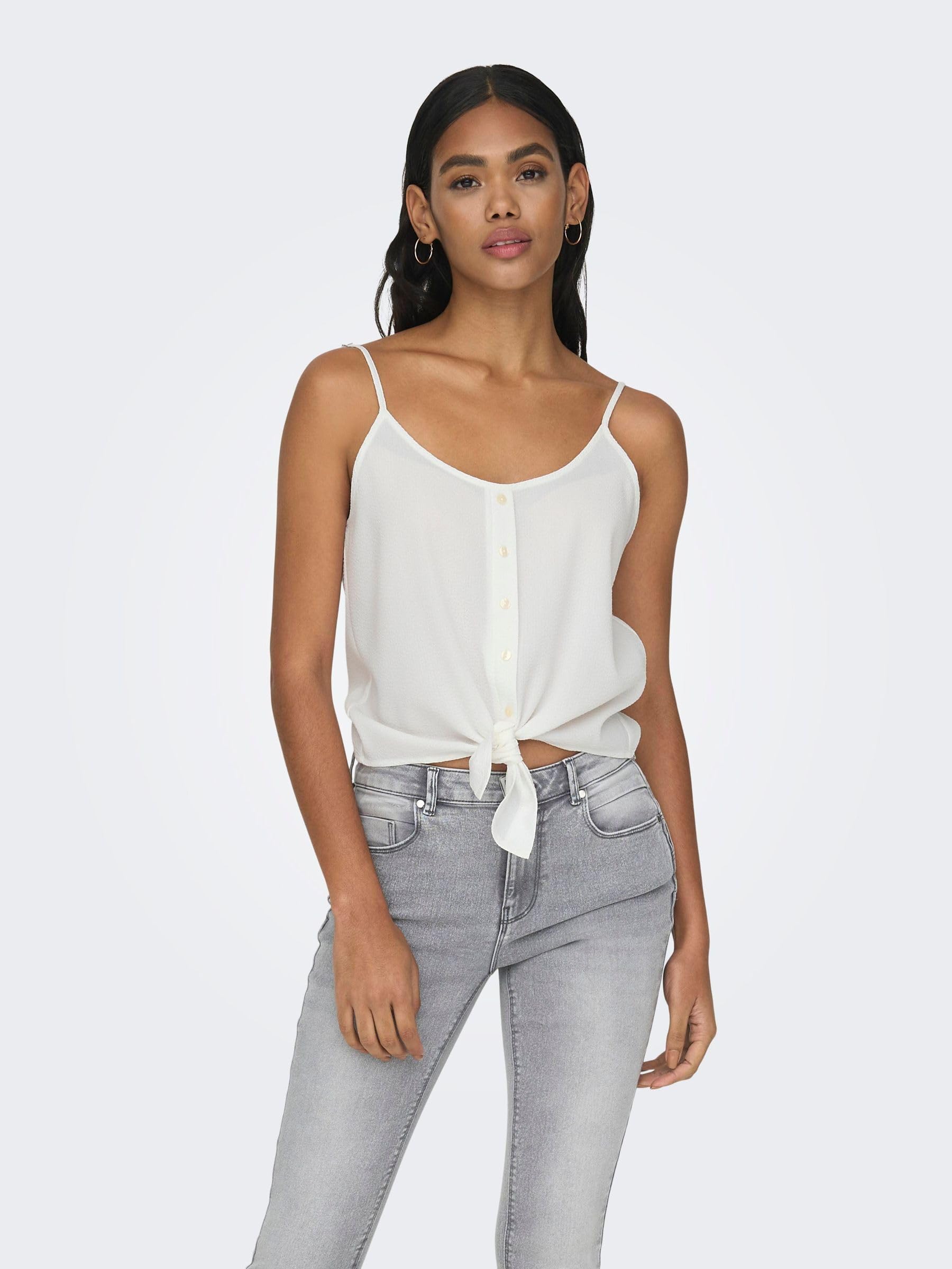 Only Onllecey SL Knot Singlet Noos Wvn Top Donna