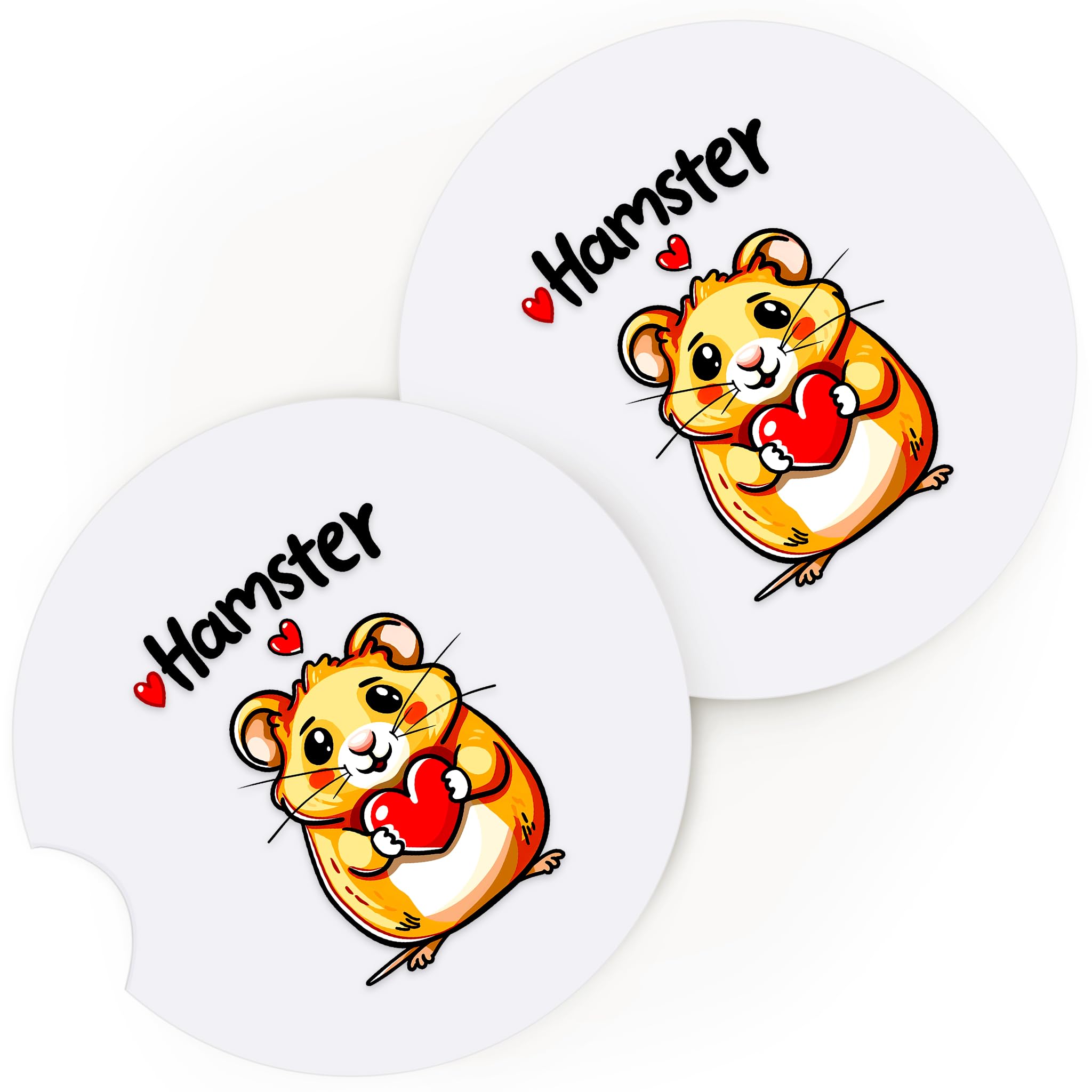 BJDAMAI 2 Pack Hamster Car Cup Holder Coaster, Cute Car Interior Accessories Drink Coaster for Women & Men, Hamster Lovers Themed Gifts Stuff Accessories Things Merchandise Items!