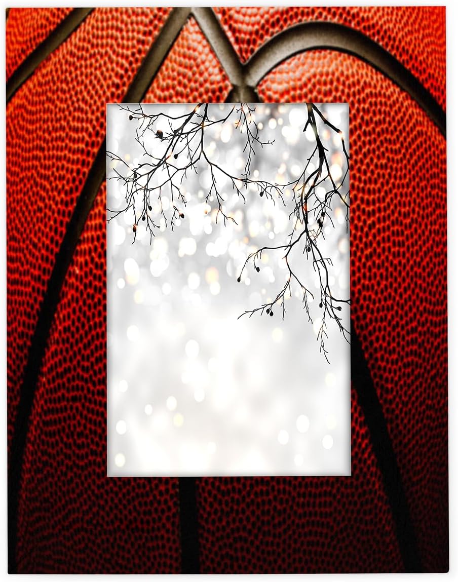 Basketball Sport Surface 8x10 Picture Frame Wooden Picture Frames for Wall Hanging & Tabletop Decor Display 8x10 or 8x8 Picture Collage Family Weddings Christmas Photo Frame for Gift